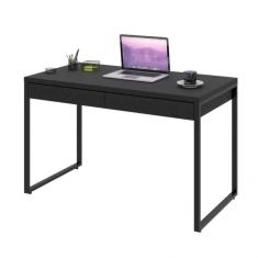 Mesa para Escritório 120cm 2 Gavetas Kuadra Compace Preto Onix
