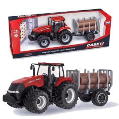 Trator Magnum Case com Carreta de Toras e Rodas de Borracha