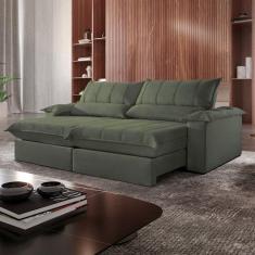 Sofá Retrátil e Reclinável com Catraca Blindada 280cm Porto Bello Sanzio/Verde