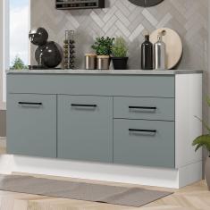 Balcão Gabinete De Pia Madesa Agata 150 Cm 2 Gavetas 2 Portas (com Tampo) - Branco/cinza Branco/cinza