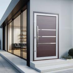 Porta Pivotante Lambril Evolution com Puxador Lado Direito Elite 240x120 Mix Corten