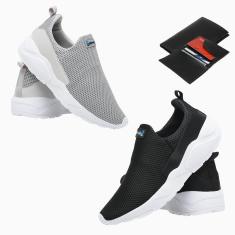 Kit 2 Par Tênis Masculino Esporte Academia Caminhada Corrida + Carteira-Masculino