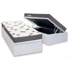 Cama Box Baú Solteiro: Colchão Espuma Ortobom D33 Light Saúde + Base C
