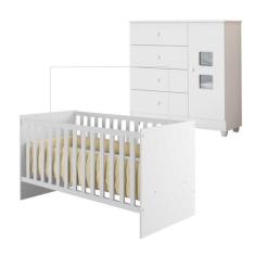 Quarto de Bebê com Berço com Suporte 100% Mdf Life e Cômoda de Bebê 10