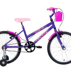 Bicicleta Aro 20 Infantil Mtb Girl com Roda Lateral Lilás/Rosa