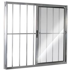 Janela De Correr 2 Folhas Com Grade Direita Brilhante 100x100cm Ecosul Esquadrisul Esquadrisul