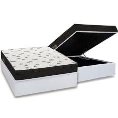 Cama Box Baú Casal: Colchão Espuma Ortobom D45 Light Saúde OrtopillowBase Courano White(138x188)