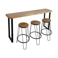 Conjunto Industrial 150cm Guatemala Aparador Com 3 Banquetas Industriais Base Ferro Preto Preto