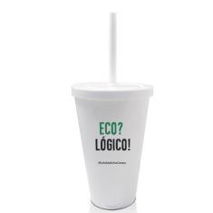 2 Copos Tampa E Canudo Brcno Personalizados Eco Logico - Krystalon