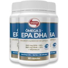Kit 3 Ômega 3 EPA DHA Vitafor 60 Cápsulas