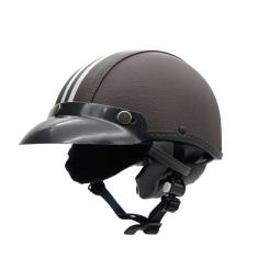 Capacete coquinho scooter moto elétrica bike couro café