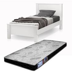 Cama Tamanho Solteiro Mila MDF C/ Pé de Madeira Tradicional Com Colcha