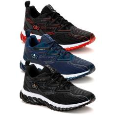 Kit 3 Tênis Masculino Esportivo para Academia Treino Vili-Masculino