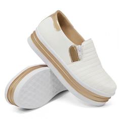 Tênis Slip On Feminino Sola Borracha Macia Plataforma Moda Casual Conf