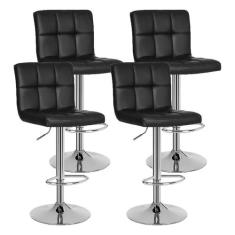 Kit 04 Banquetas Cozinha Americana Bancada Giratória Alta DU80 - Preto