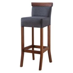 Banqueta Alta em Madeira Diamantina Estofada Linho Cinza L67 RMI - Rio