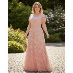 Vestido Madrinha 01 Noiva Plus Size Renda Batizado Civil Festa - Bella