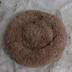 Camas calmantes para cães pequenos, médios e grandes - cama de cachorro lavável rosquinha redonda, antiderrapante, pelúcia sintética fofa donut aconchego e ansiedade, diâmetro 32 cm