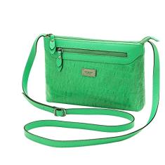 Bolsa Transversal Feminina de Couro Bovino Mariart 2193 Pop (Croco Green)