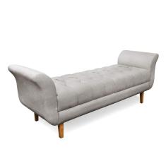 Recamier Olinda Veludo Cinza 160 Cm Pés Chanfrado Castanhos - D`rossi