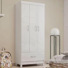 Guarda-Roupa Solteiro Prince 3 Portas 1 Gaveta Branco - Demóbile