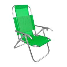 Cadeira De Praia Reclinavel Aluminio 5 Posições Reforçada Vip 150Kg -