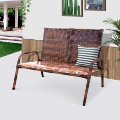 Namoradeira de Junco 2 Lugares Almofadado Para Varanda e Jardim