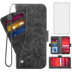 Asuwish Compatível com Moto Z3 / Z3 Play capa carteira de vidro temperado protetor de tela suporte suporte suporte acessórios celulares capas de telefone de couro para Motorola MotoZ3 Z 3 capa 3 3Z