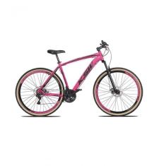 Bicicleta Aro 29 Ksw Xlt Alumínio 27v Freio Disco Mecânico Garfo Suspensão Pneu Faixa - Rosa Tam.17