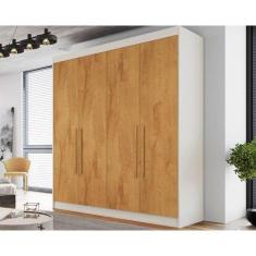 Guarda Roupa Solteiro 3 Gavetas e 4 Portas Nantes Off White/Peroba - E