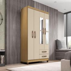 Guarda Roupa Solteiro Aspen 4 Portas 2 Gavetas com Espelho I01 - Cliqu