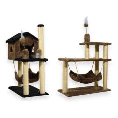 Casa Para Gatos Dois Andares Rede E Brinquedos  Plataforma 3 Andares P