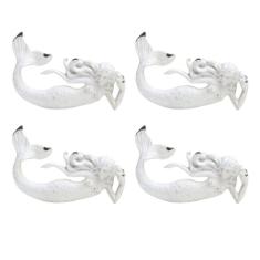 SOFFEE DESIGN Conjunto de 2 puxadores de armário vintage sereia para gaveta, tema Ocean Beach, tratamento envelhecido, maçanetas antigas com parafusos de montagem para armário, móveis de cozinha (4