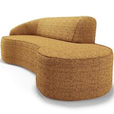 Sofá 3 Lugares Curvo Living Firenze Esquerdo D02  Bouclê Mostarda 180cm Pb-03