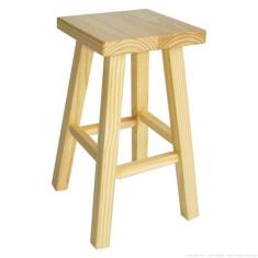 Banqueta Média Hardman Assento Quadrado Madeira Natural - Hardman Móve