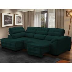 Sofá Canto Chaise Luiza 5 Lugares Retrátil Reclinável 250Cm Mola Bonne