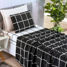 Jogo Cama Lençol Brooklyn Solteiro Quadriculado Micropercal 200 Fios 3