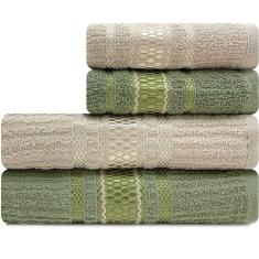 Jogo de Toalhas 4 Peças Banhão Gigante + Rosto 100% Algodão Marcotex Capri - Emcompre