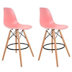 Conjunto com 2 Banquetas Charles Eames Rosa - Mobly