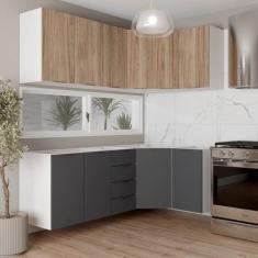 Cozinha Modulada 6 Peças sem Tampo sem Rodapé 3 Aéreos e 3 Balcões Ipa