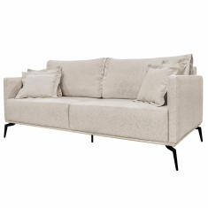 Sofá Decorativo 3 Lugares 220cm Pés em Aço Stagno Linho Off White Rústico - Gran Belo
