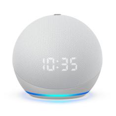 Smart Speaker Amazon com Alexa e Relógio Echo Dot 4ª Geração Branco - Branco