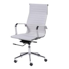 Cadeira para Escritório Alta Esteirinha Corino Base Rodizio 3301 OR Design Branco