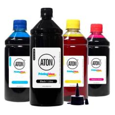 Kit 4 Tintas Para Cartucho 670 Black 1 Litro Coloridas 500ml Aton