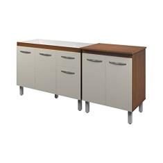 Armário Cozinha Gabinete pia de 120 cm com Balcão multiuso micro-ondas Forno Elétrico Savana frente Off-White