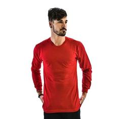 Camiseta Manga Longa Vermelha 100% Algodão Di Nuevo