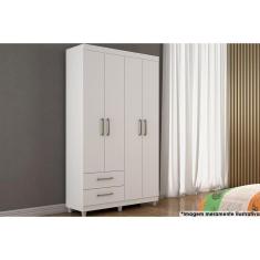 Guarda Roupa 4 Portas E 2 Gavetas Canadá Branco - Conquista