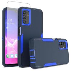 Zoeirc Capa para Galaxy A13 5G/Galaxy A04S/Samsung A04 A136U com protetor de tela de vidro temperado, suporte de camada dupla, suporte magnético para carro, capa de proteção à prova de quedas para