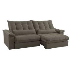 sofá 3 lugares retrátil e reclinável aruba veludo cinza 230 cm