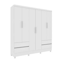 Guarda-Roupa Casal com Pés Oregon 6 Portas 4 Gavetas Neve